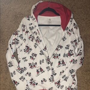 Disney White Hoodie with Mickey and Minnie Print